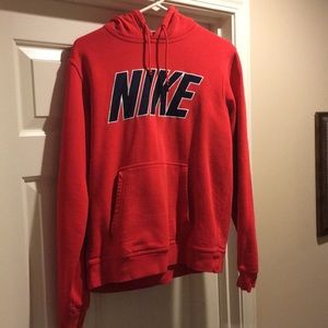 Red nike big logo hoodie